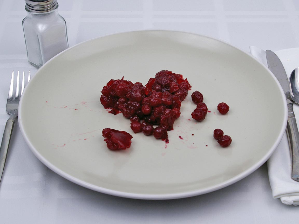 Calories in 0.5 cup(s) of Cranberry Sauce - Whole Berry - Canned