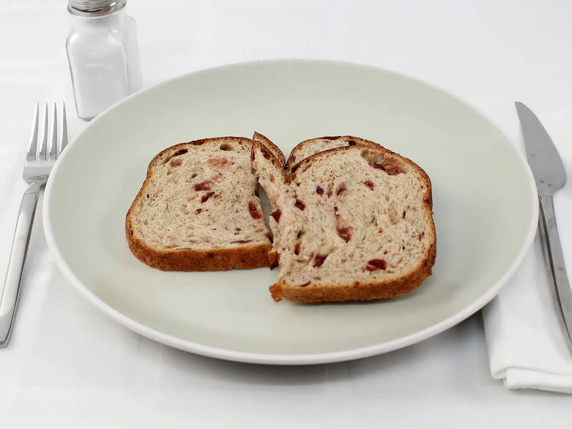 Calories in 1.5 piece(s) of Cranberry Whole Grain Miche Bread