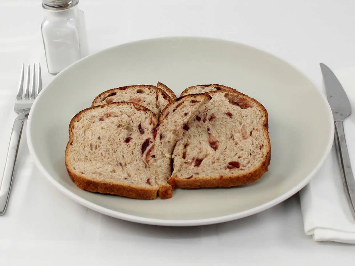 Calories in 2 piece(s) of Cranberry Whole Grain Miche Bread