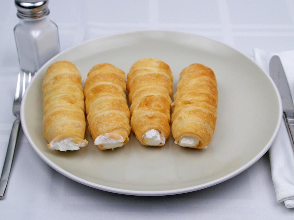 Calories in 4 pastry(s) of Cream Horns Pastry