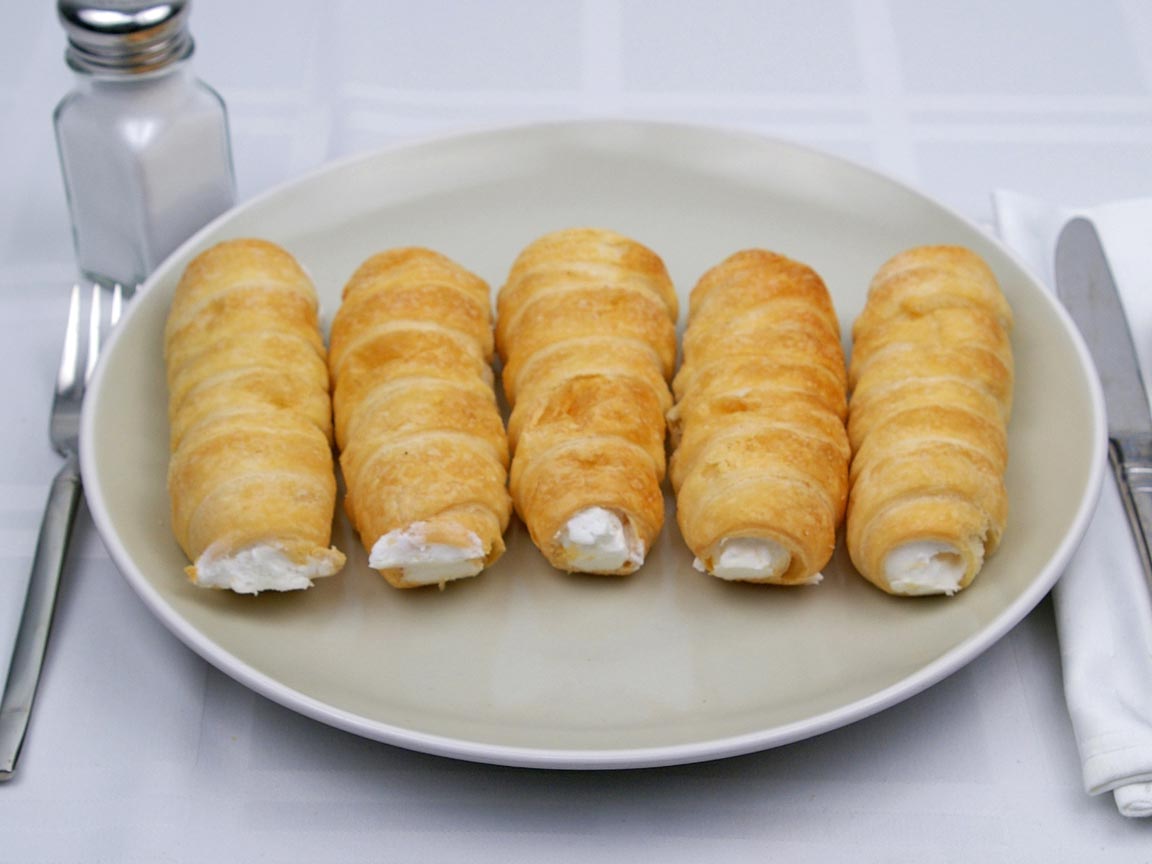 Calories in 5 pastry(s) of Cream Horns Pastry