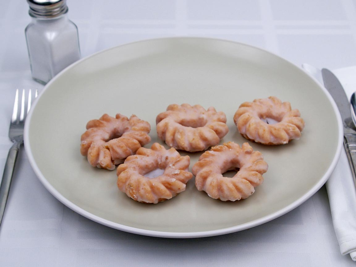 Calories in 5 mini(s) of Cruller Donut - Mini