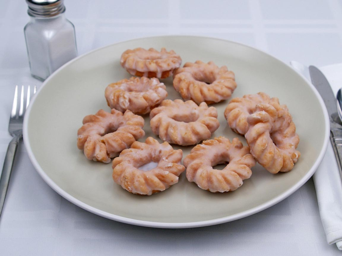 Calories in 9 mini(s) of Cruller Donut - Mini