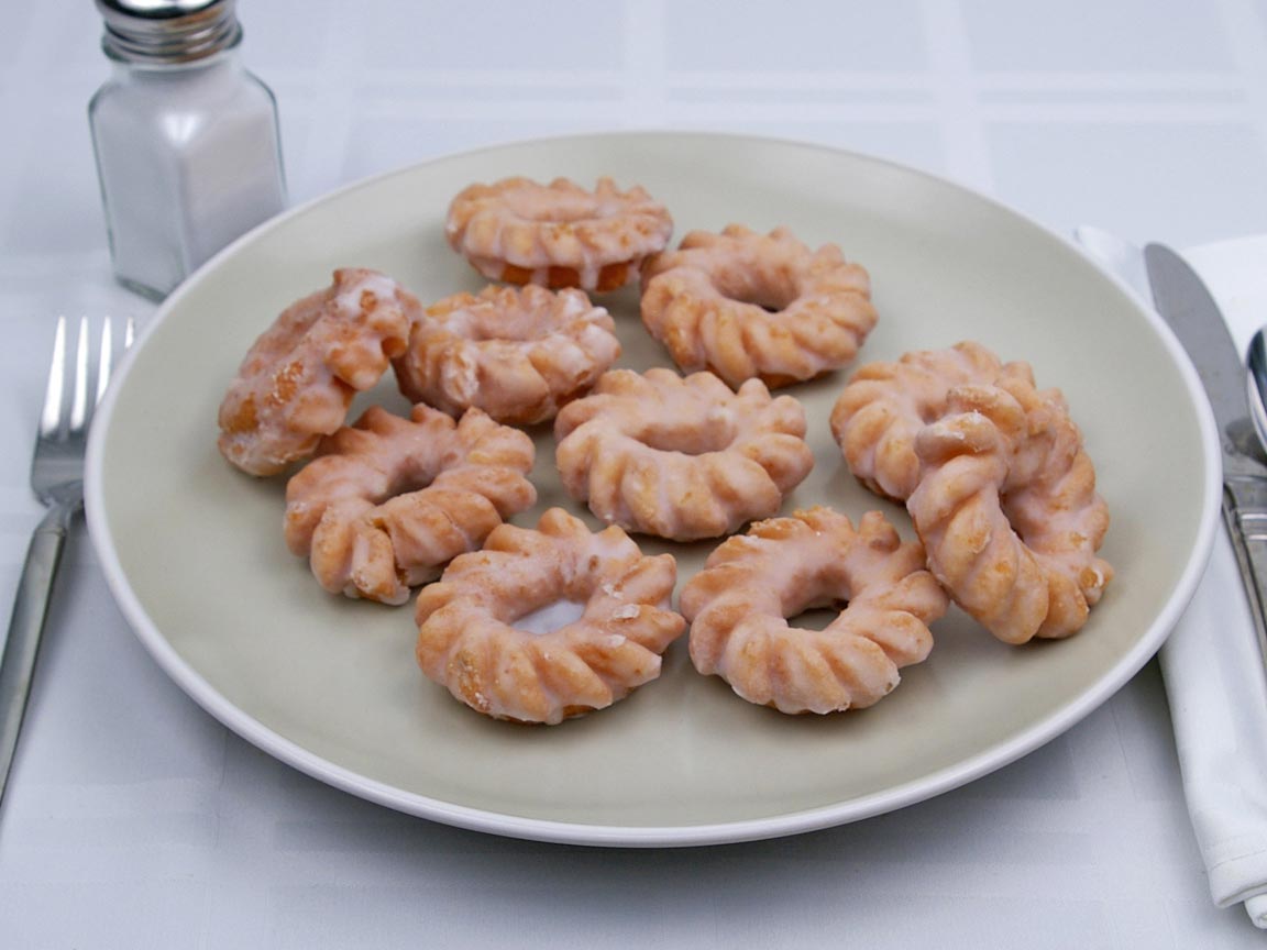 Calories in 10 mini(s) of Cruller Donut - Mini
