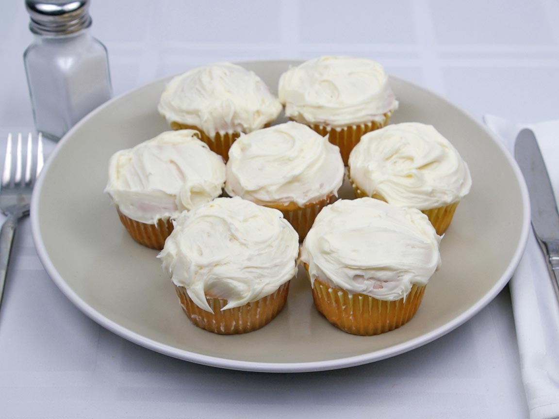 Calories in 7 cupcake(s) of Cupcakes - Vanilla Frosting - 1 tbsp - Avg