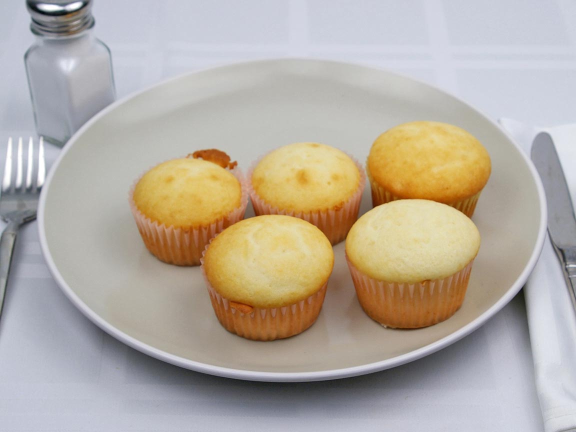 Calories in 5 cupcake(s) of Vanilla Cupcake - Plain - Avg