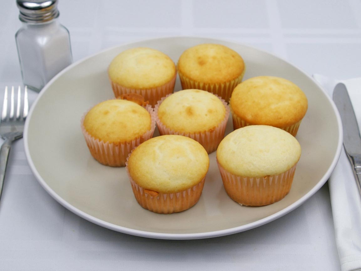 Calories in 7 cupcake(s) of Vanilla Cupcake - Plain - Avg