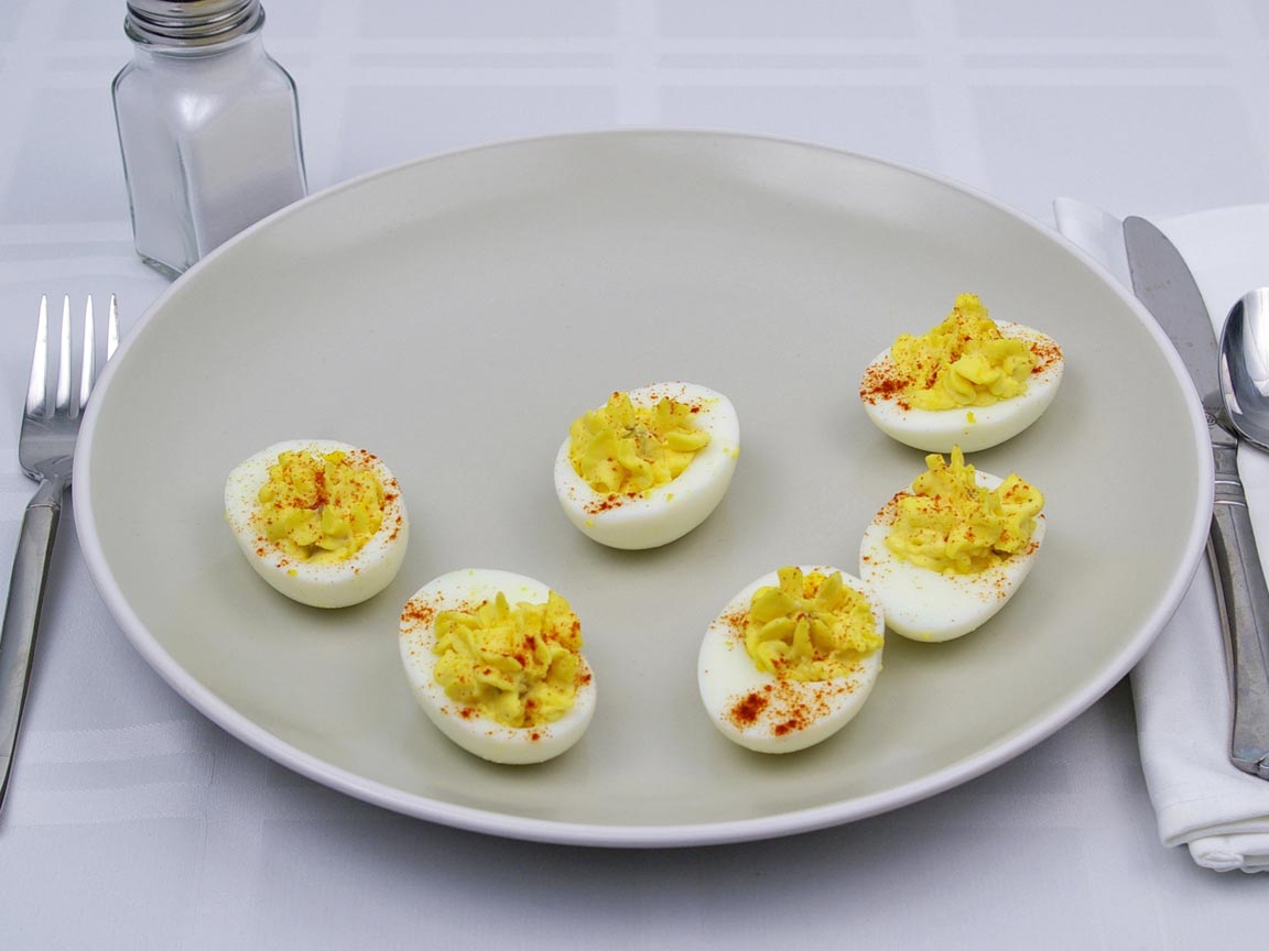 Calories in 3 egg(s) of Deviled Egg - Avg
