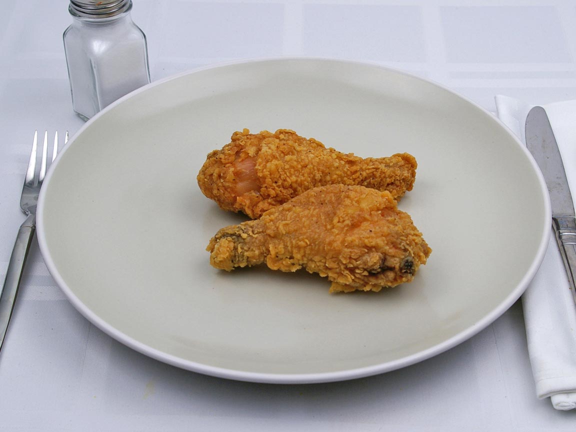 Calories in 2 drumstick(s) of Kentucky Fried Chicken - Drumstick - Extra Crispy
