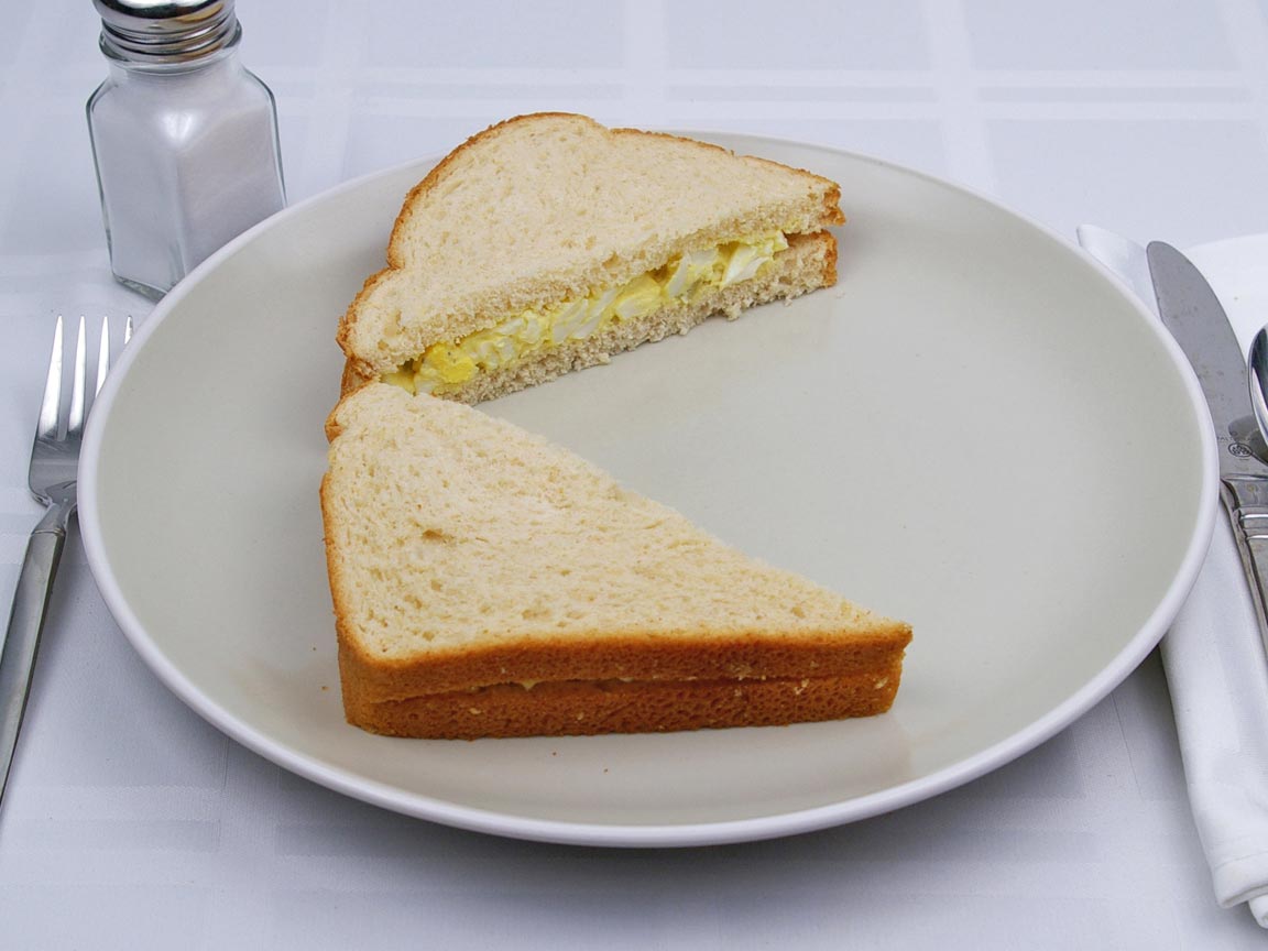 Calories in 1 sandwich(es) of Egg Salad Sandwhich - .5 cup Egg Salad