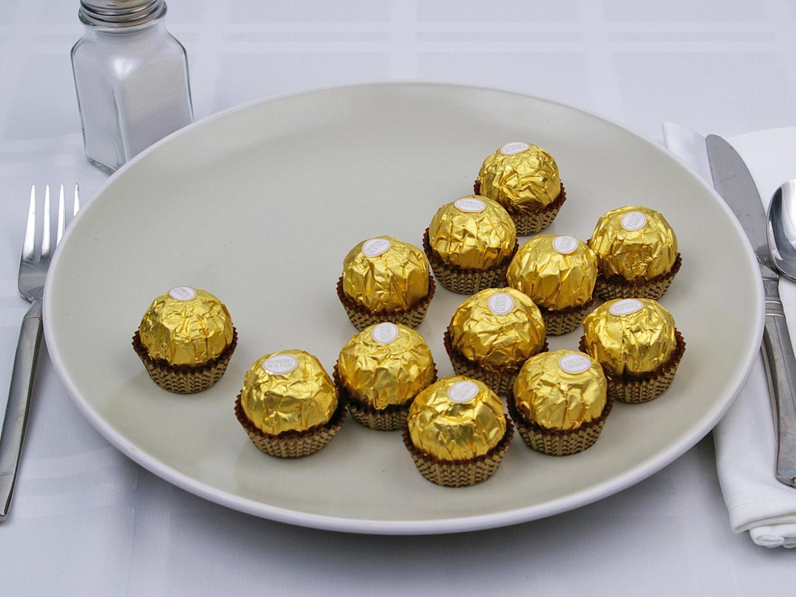 Calories in 12 piece(s) of Ferrero Rocher