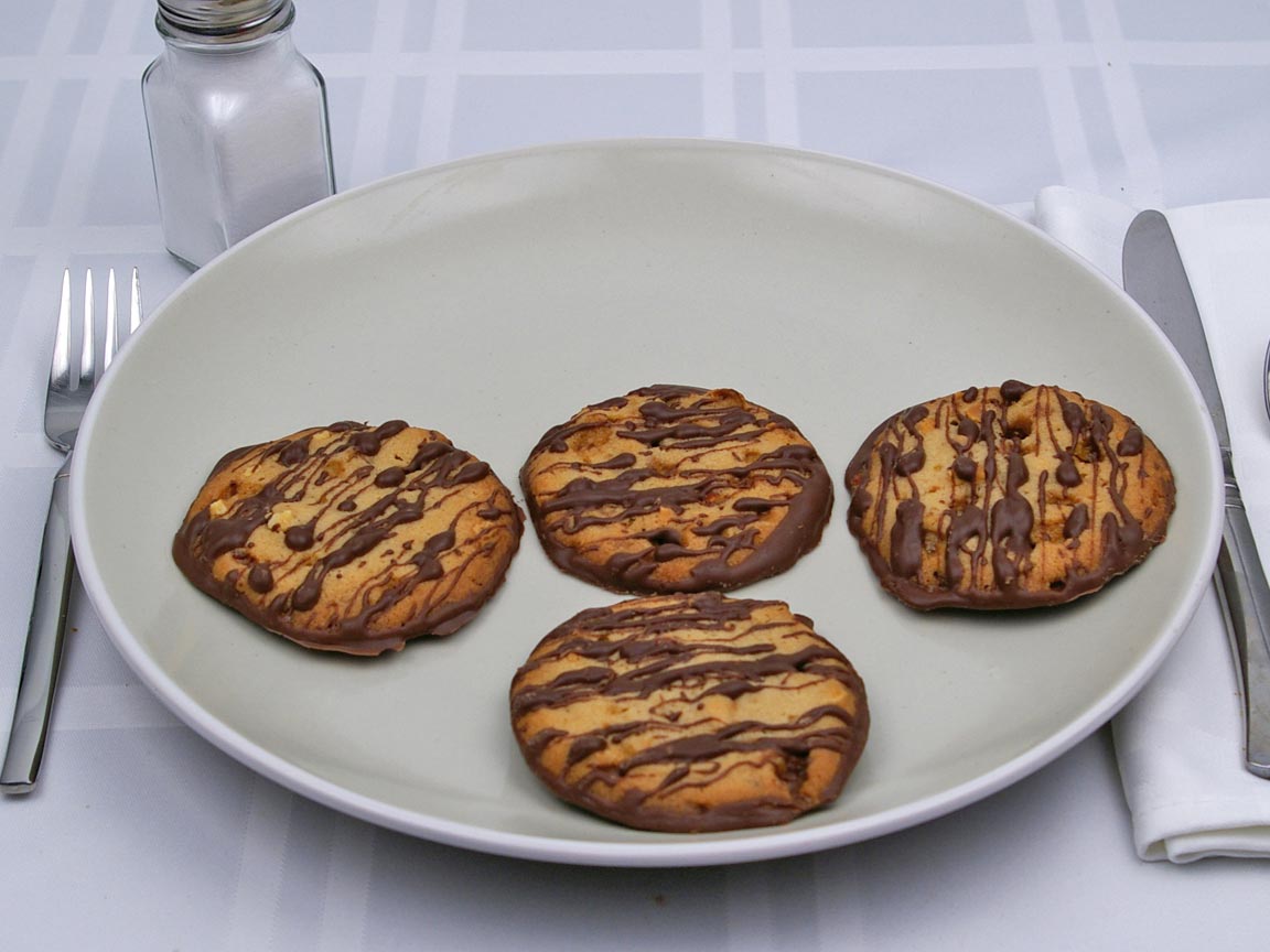 Calories in 4 cookie(s) of Almond Roca Florentine Cookie