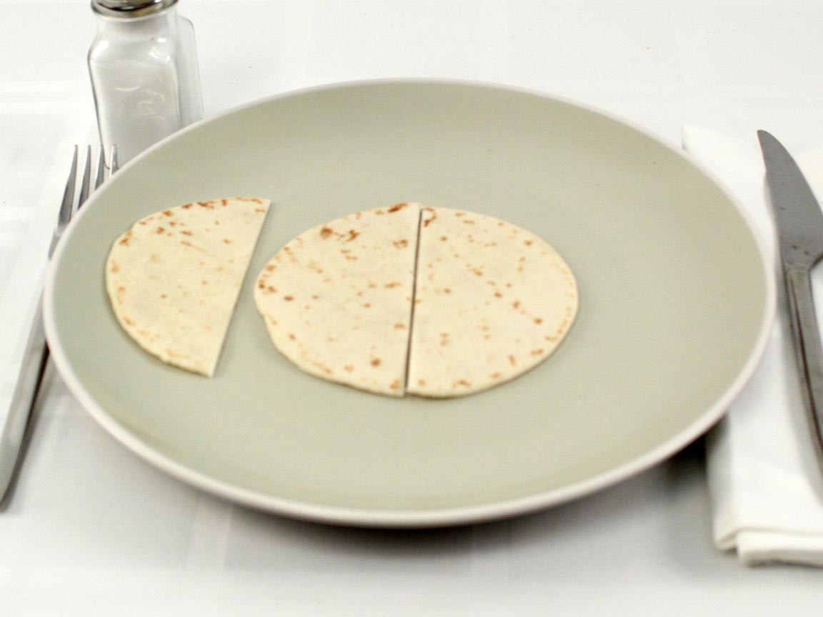 Calories in 1.5 tortilla(s) of Flour Tortilla Taco Size