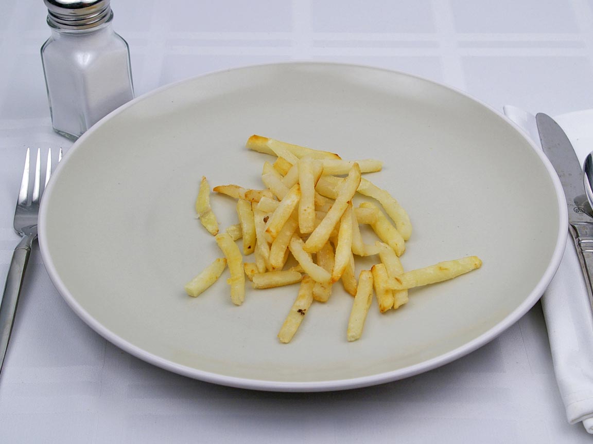 Calories in 4 ounce(s) of French Fries - Shoestring - Oven Heated