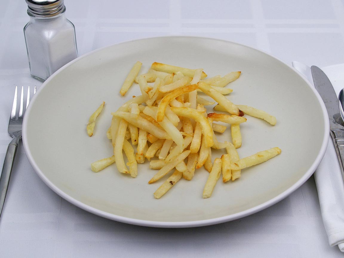 Calories in 8 ounce(s) of French Fries - Shoestring - Oven Heated