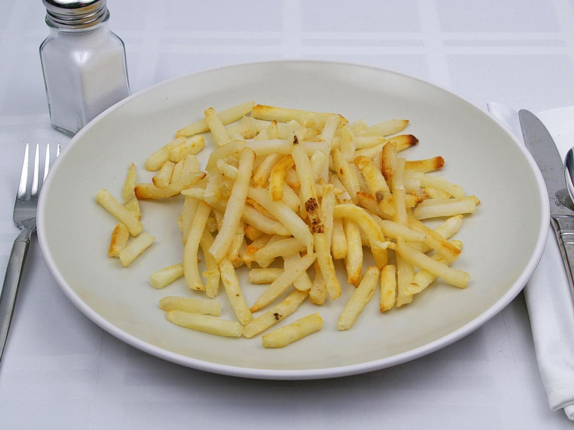 Calories in 12 ounce(s) of French Fries - Shoestring - Oven Heated