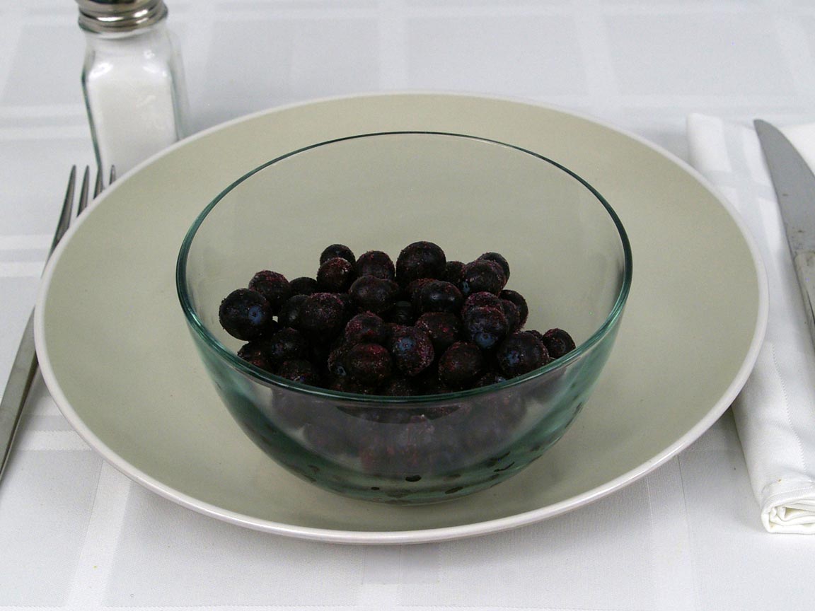 Calories in 1.5 cup(s) of Blueberries - Frozen
