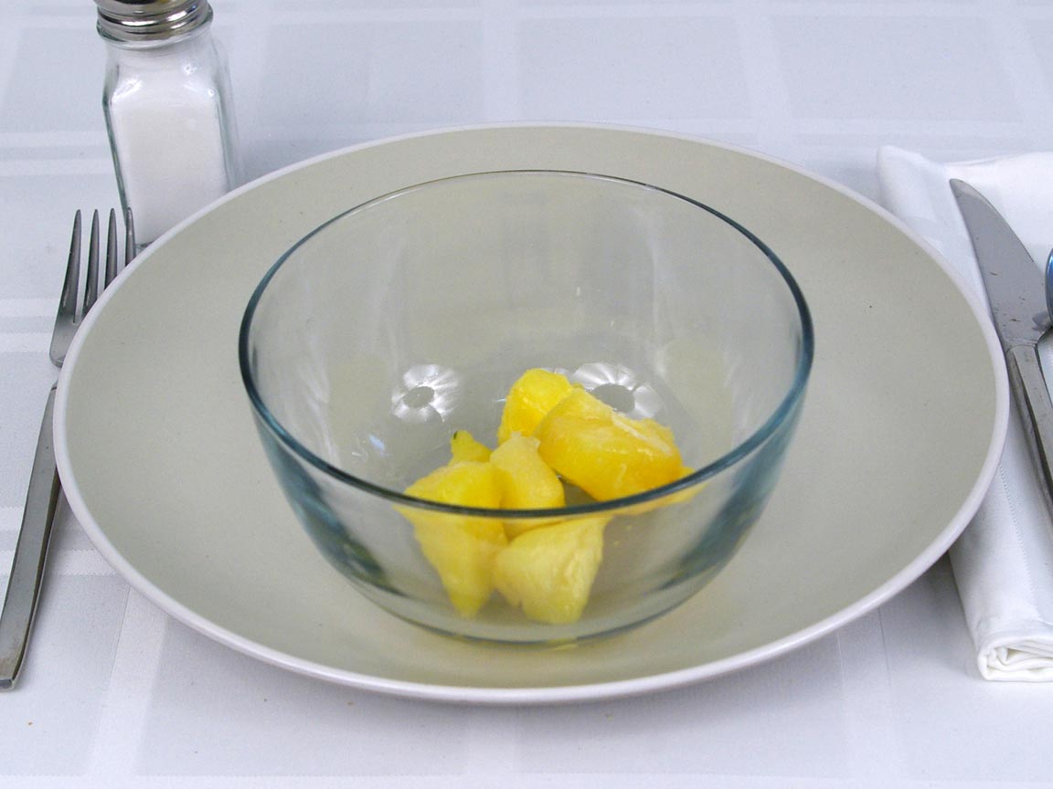 Calories in 0.5 cup(s) of Pineapple - Frozen