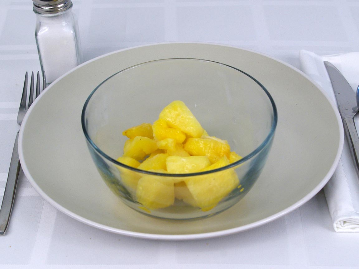 Calories in 1 cup(s) of Pineapple - Frozen