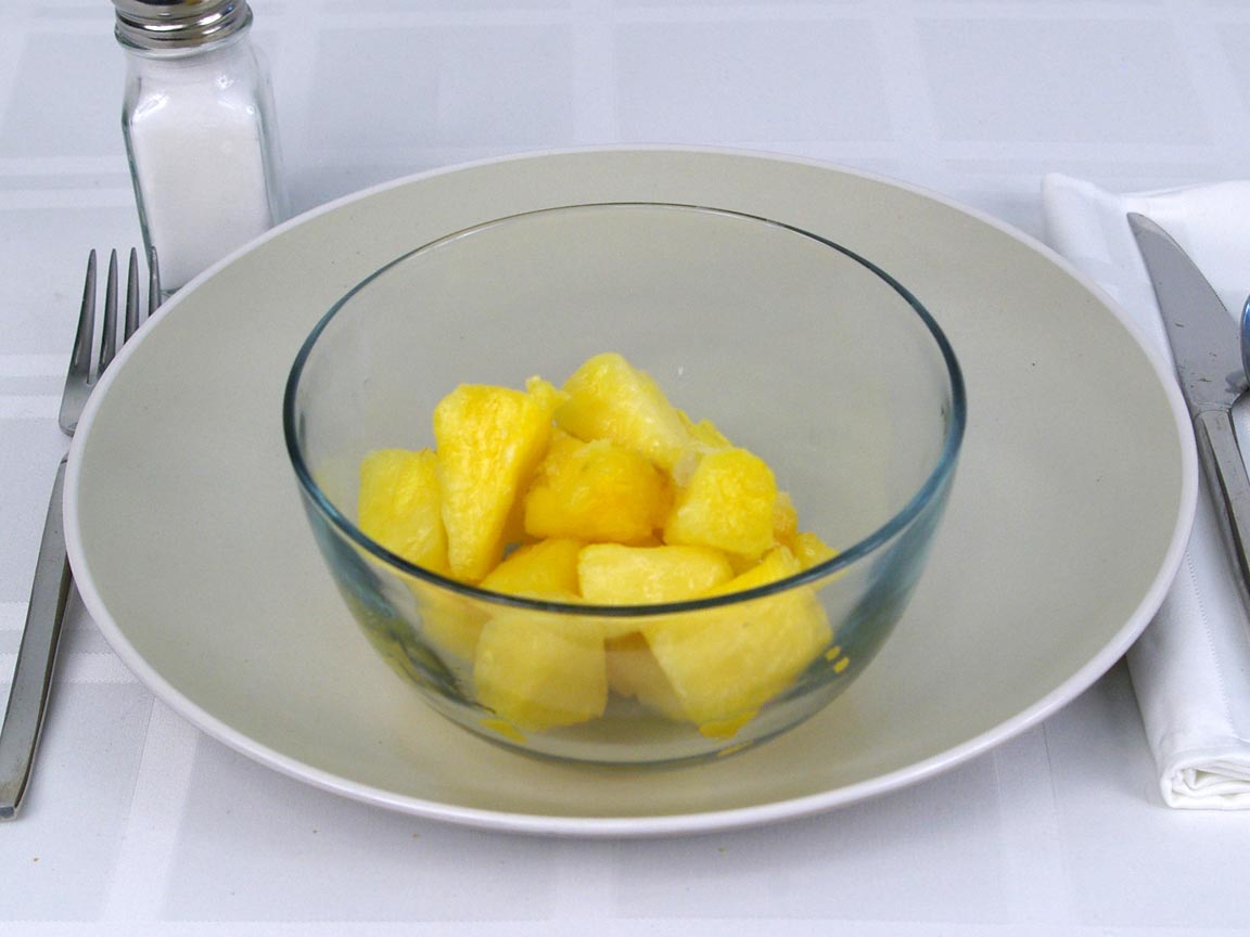 Calories in 1.25 cup(s) of Pineapple - Frozen