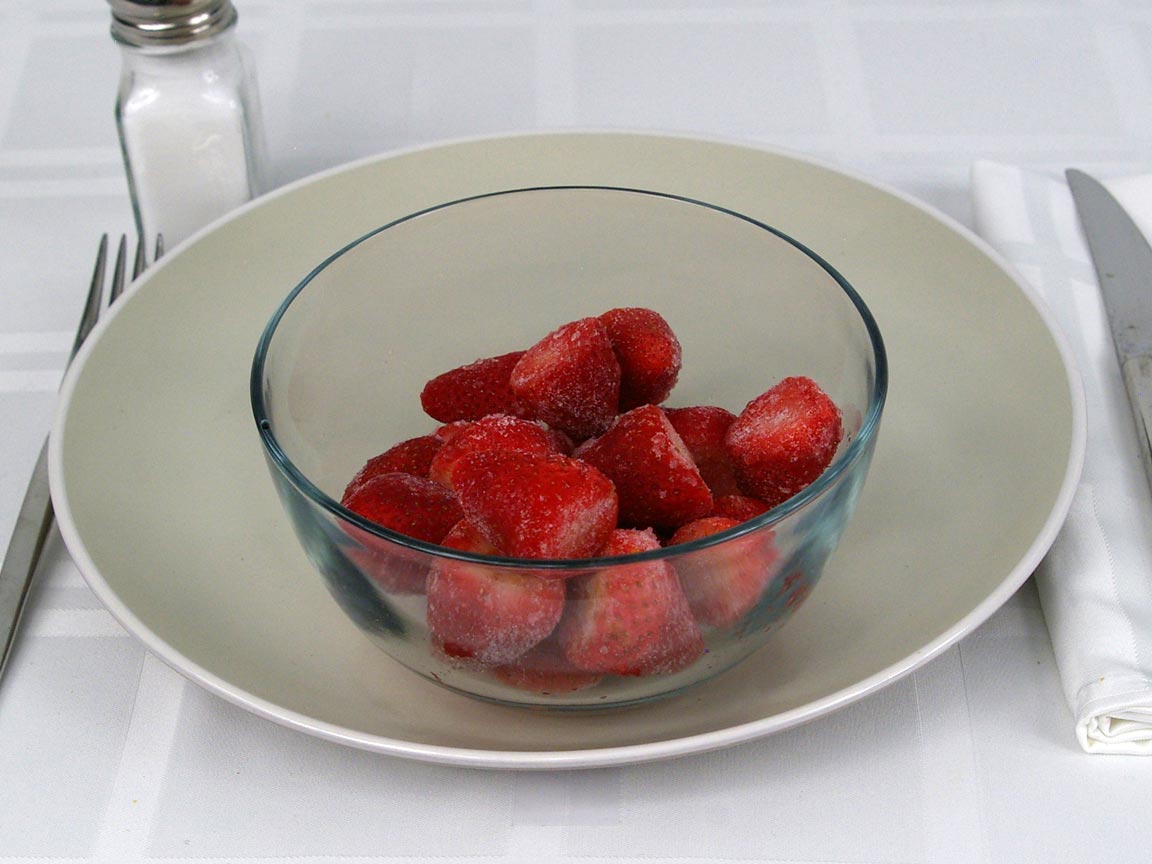 Calories in 1.67 cup(s) of Strawberries - Frozen