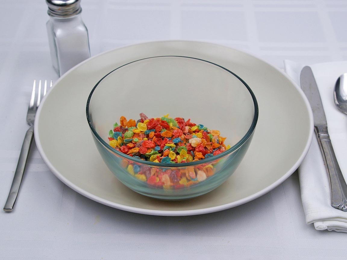 Calories in 0.75 cup(s) of Fruity Pebbles Cereal
