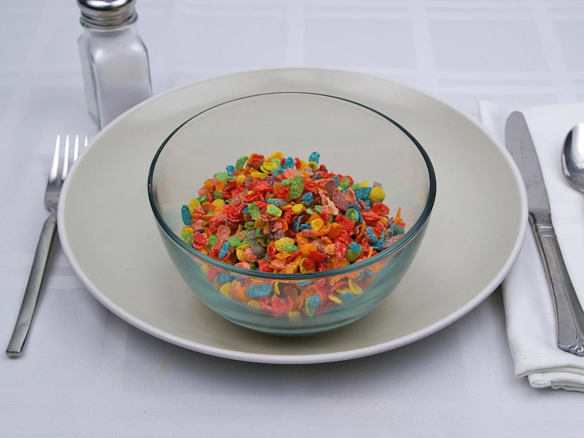 Calories in 1.5 cup(s) of Fruity Pebbles Cereal