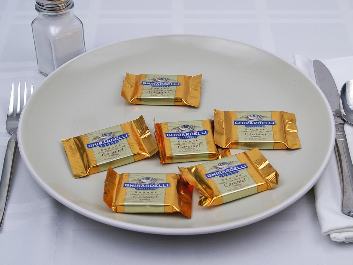 Calories in 6 square(s) of Ghirardelli Chocolate Caramel Square