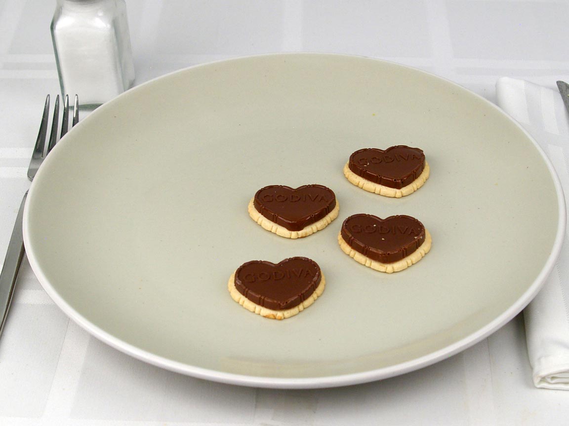 Calories in 4 biscuit(s) of Godiva Dark Chocolate Biscuits