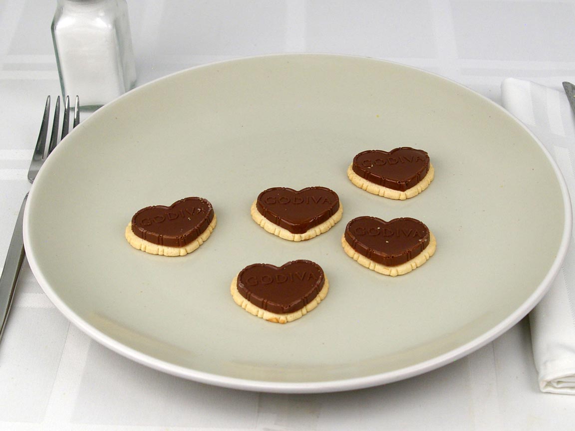 Calories in 5 biscuit(s) of Godiva Dark Chocolate Biscuits