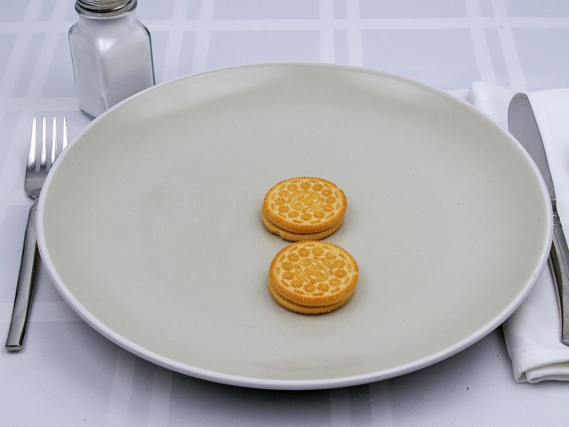 Calories in 2 cookie(s) of Golden Oreos Cookie