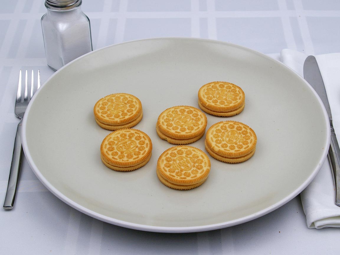Calories in 6 cookie(s) of Golden Oreos Cookie