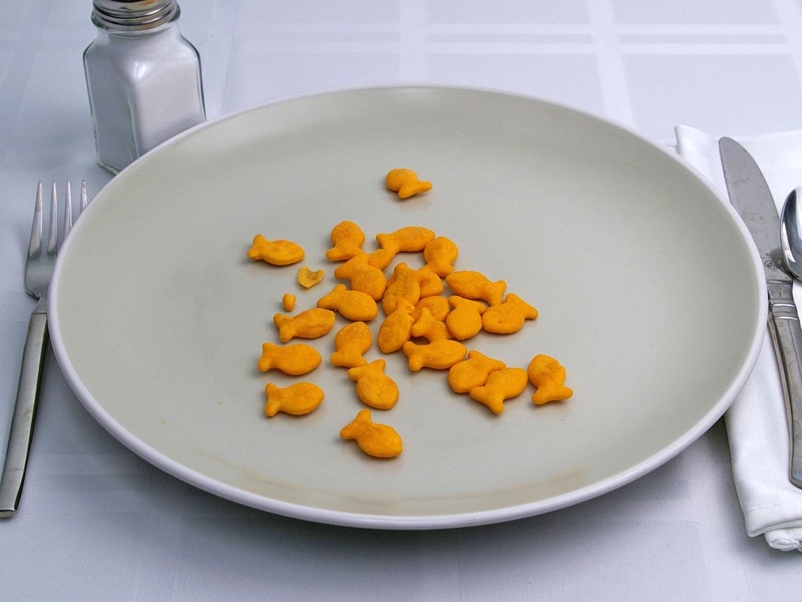 Calories in 14 grams of Goldfish Crackers - Cheddar