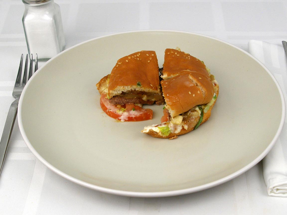Calories in 0.75 Burger(s) of The Habit Teriyaki Charburger Chesse Mayo