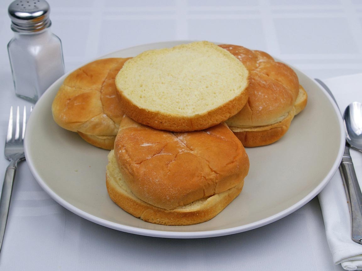 Calories in 3.5 bun(s) of Hamburger Bun - White - Avg