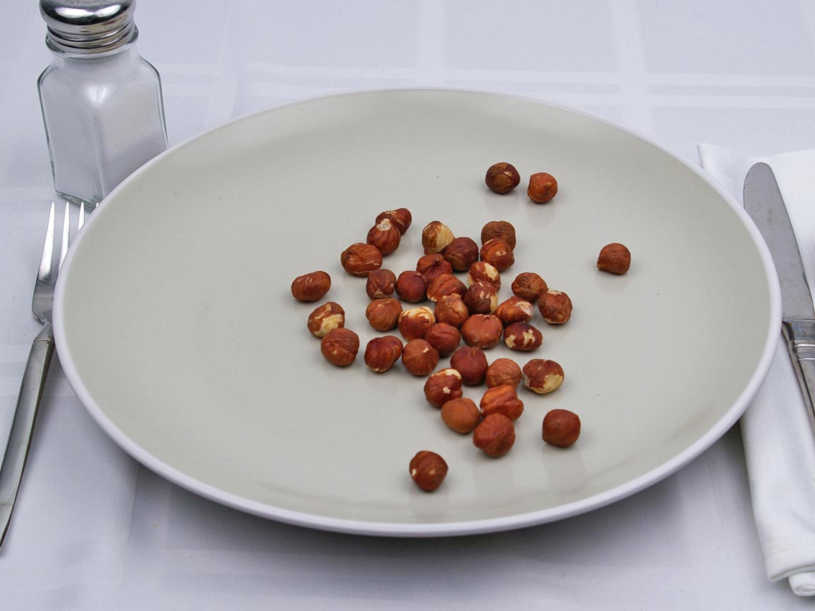 Calories in 0.25 cup(s) of Hazelnuts