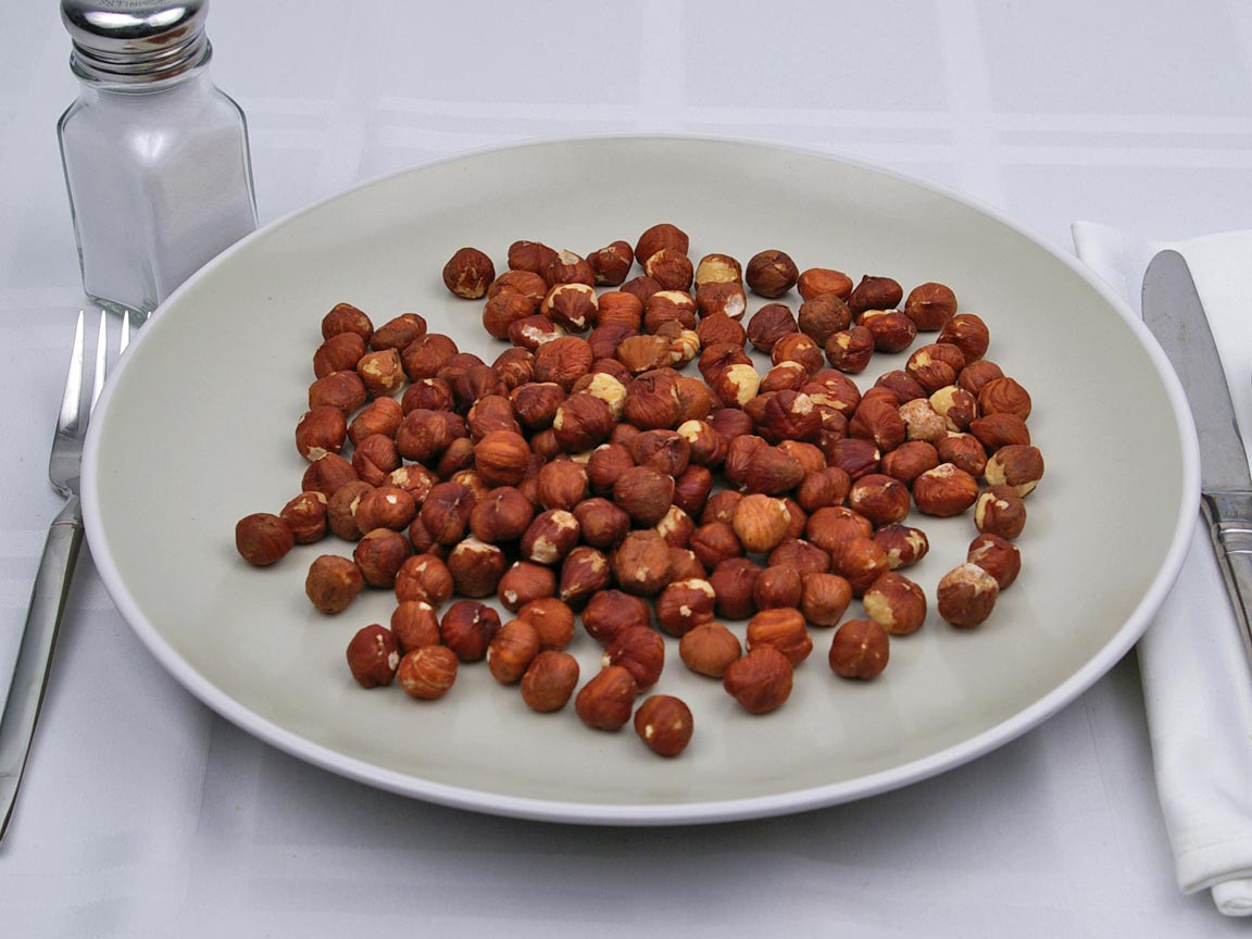 Calories in 1.25 cup(s) of Hazelnuts