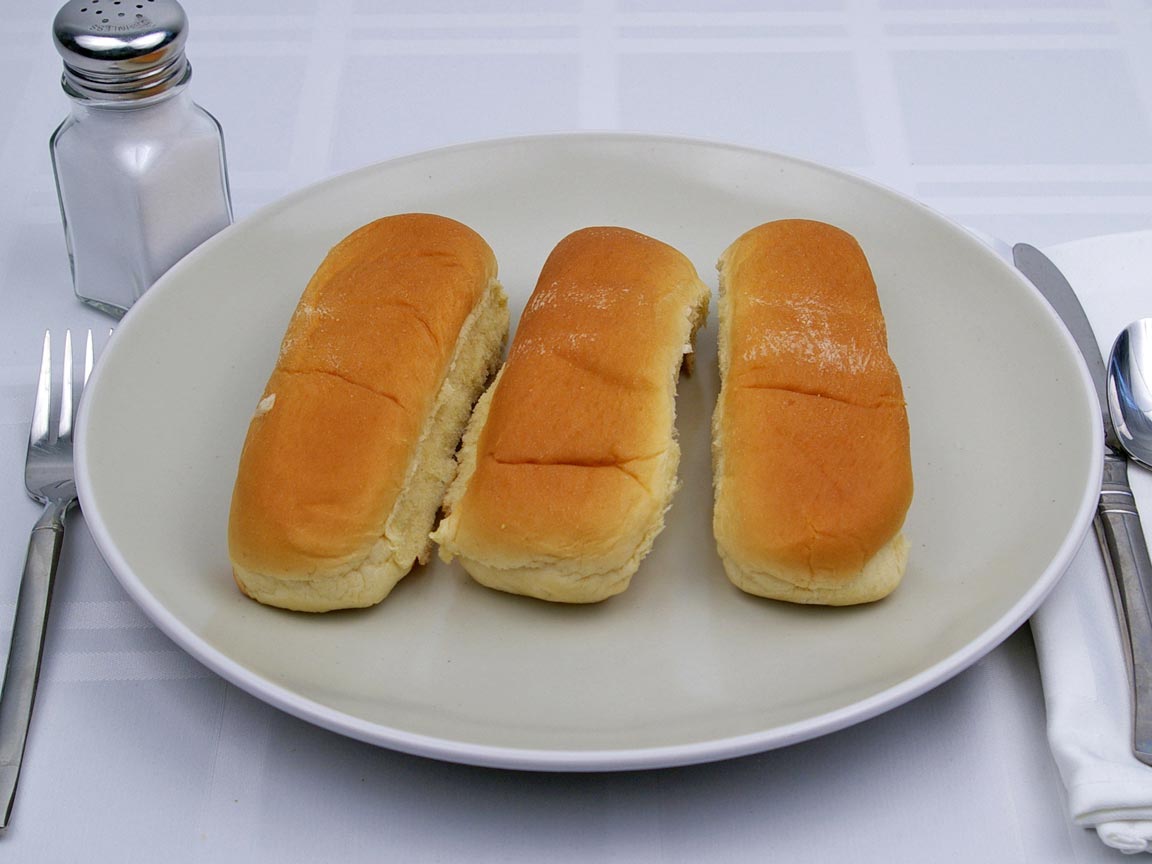 Calories in 3 Bun(s) of Hot Dog Bun - Avg - Potato