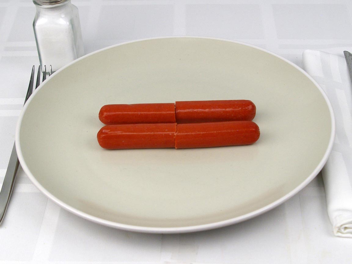 Calories in 2 frank(s) of Beef Franks - 97% Fat Free