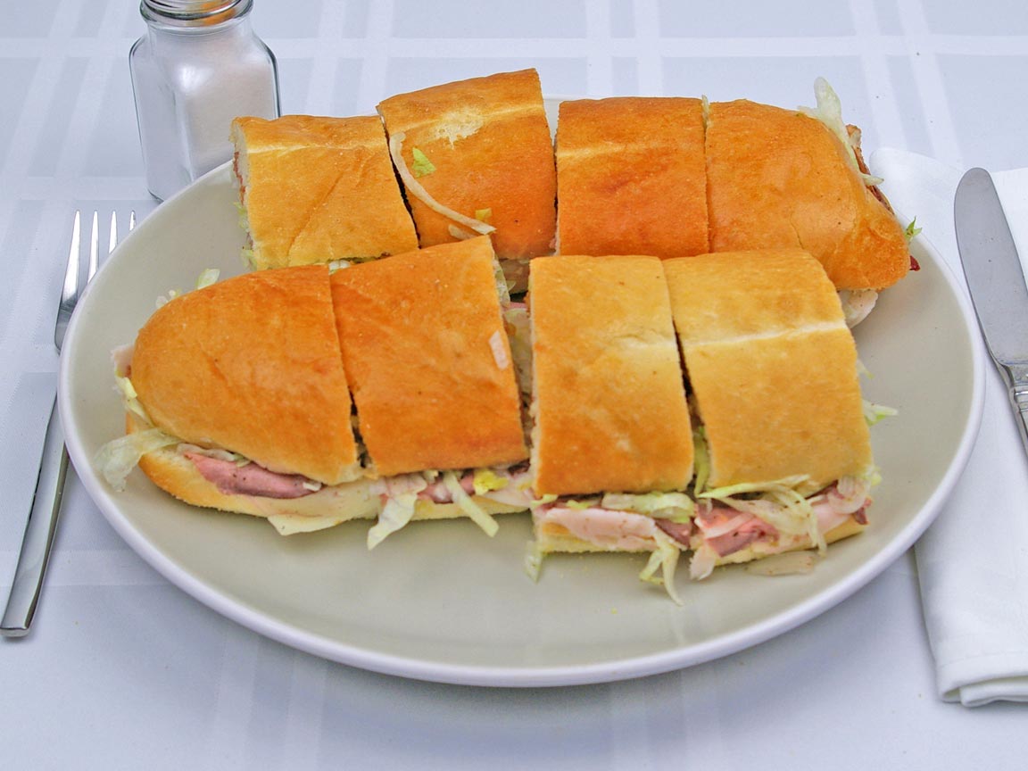 Calories in 2 regular(s) of Jersey Mike's Club Supreme Sandwich