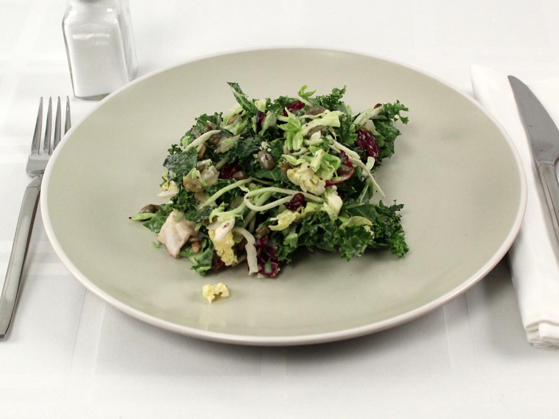 Calories in 1.5 cup(s) of Kale Vegetable Salad with dressing