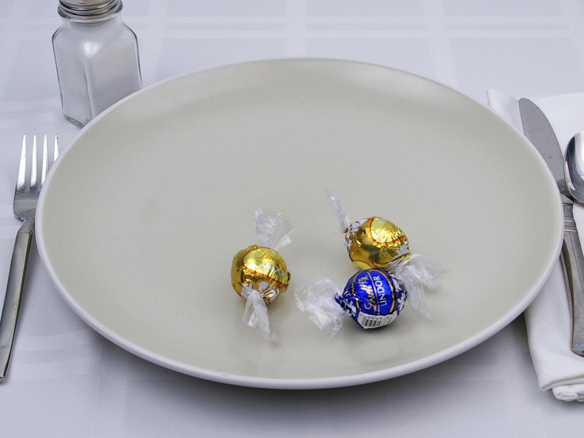 Calories in 3 piece(s) of Lindor Chocolate Truffles