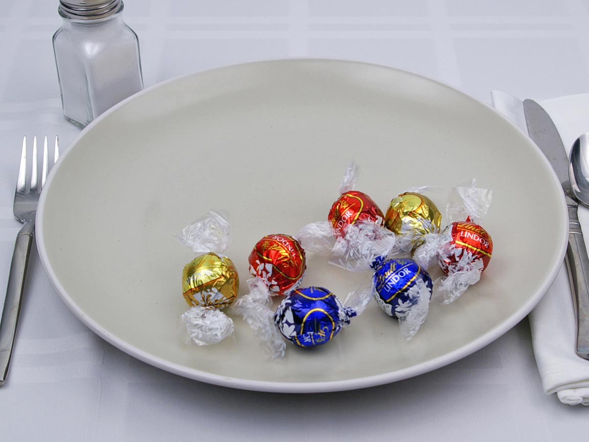 Calories in 7 piece(s) of Lindor Chocolate Truffles