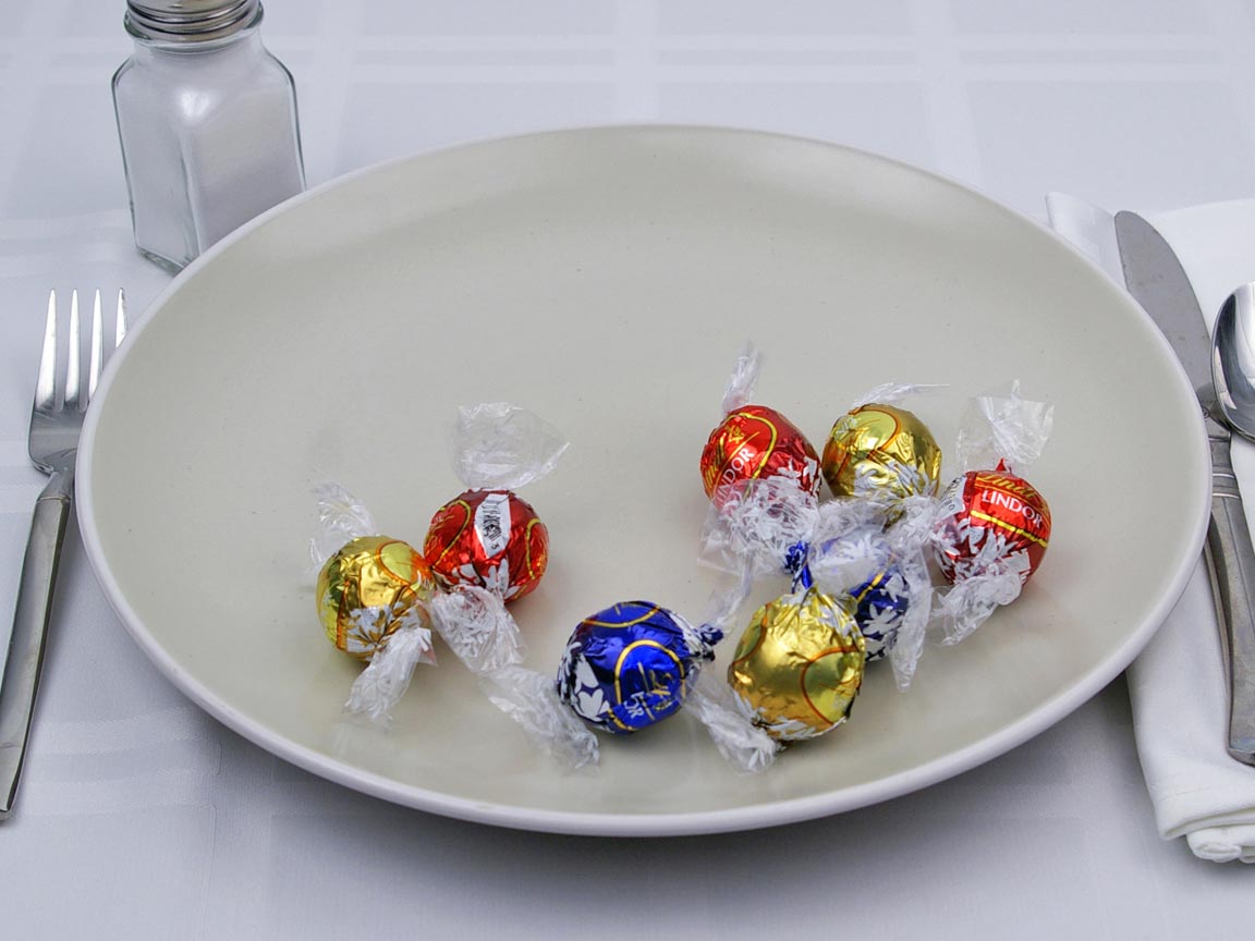 Calories in 8 piece(s) of Lindor Chocolate Truffles