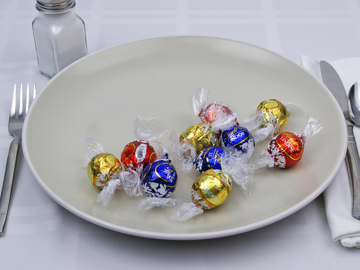Calories in 10 piece(s) of Lindor Chocolate Truffles