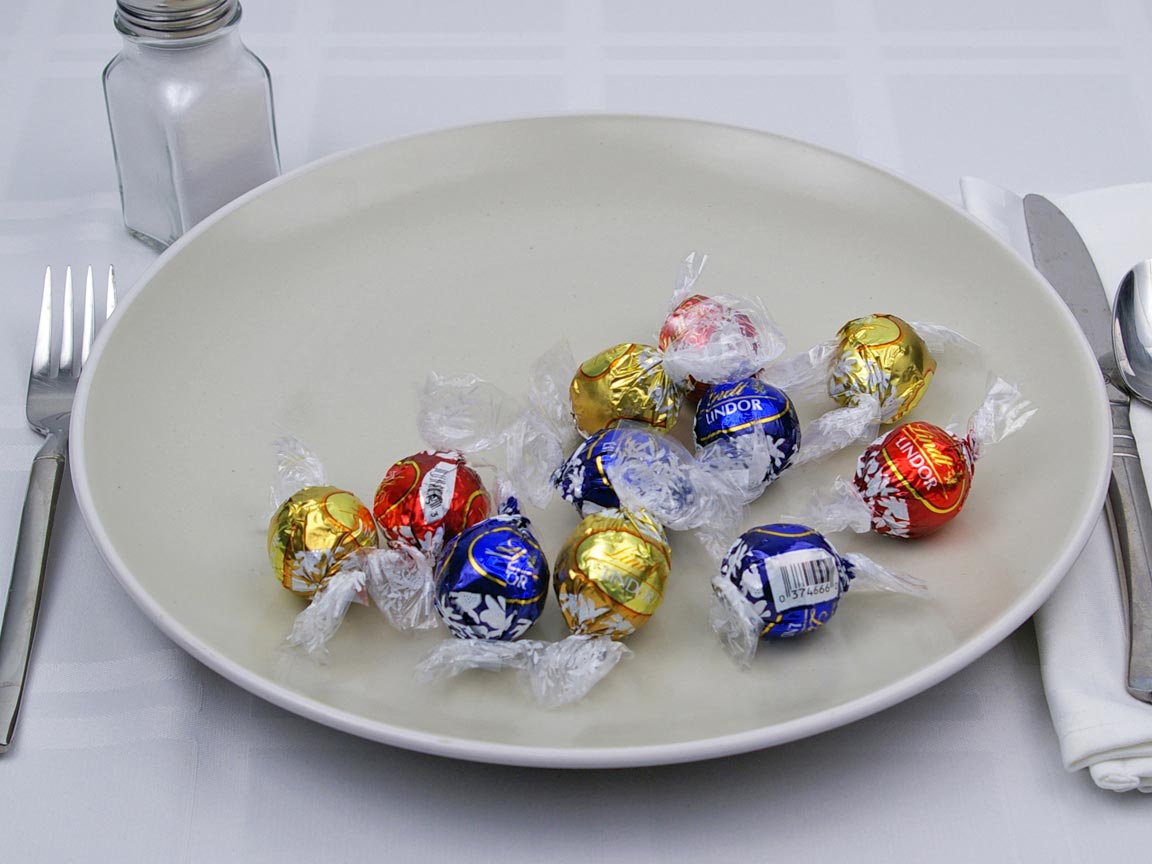 Calories in 11 piece(s) of Lindor Chocolate Truffles