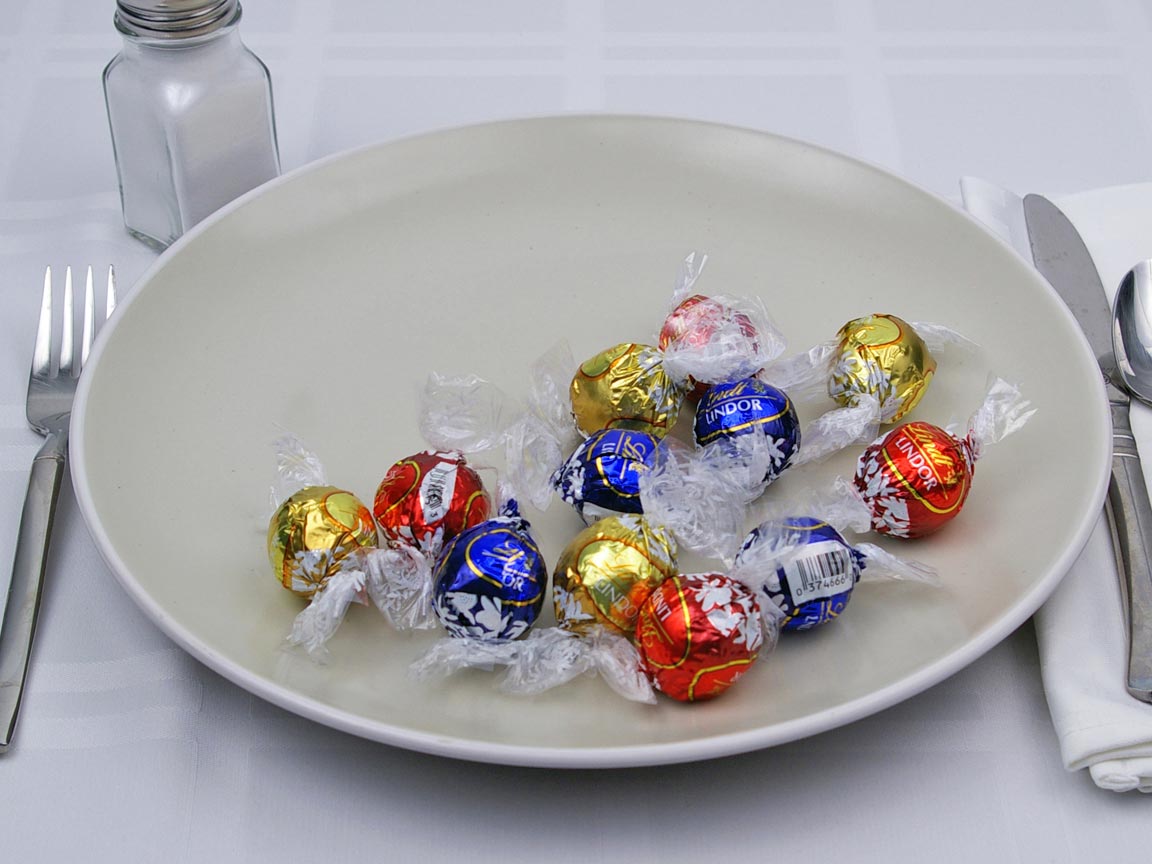 Calories in 12 piece(s) of Lindor Chocolate Truffles