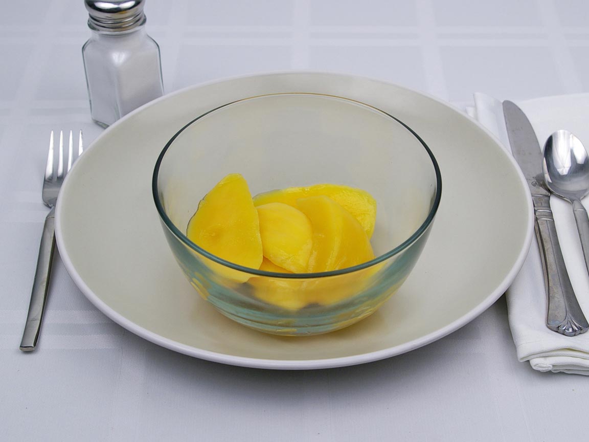 Calories in 255 grams of Mango - Canned - Extra Light Syrup