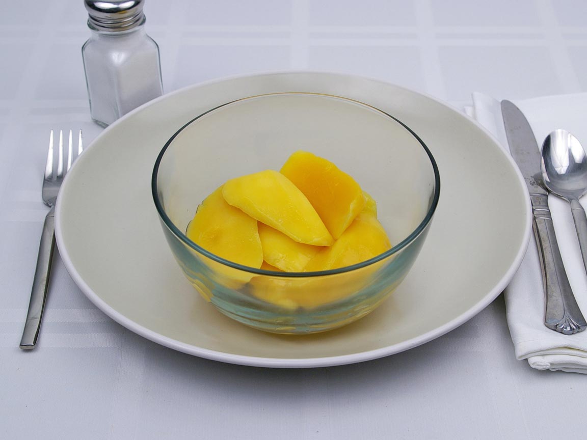 Calories in 340 grams of Mango - Canned - Extra Light Syrup