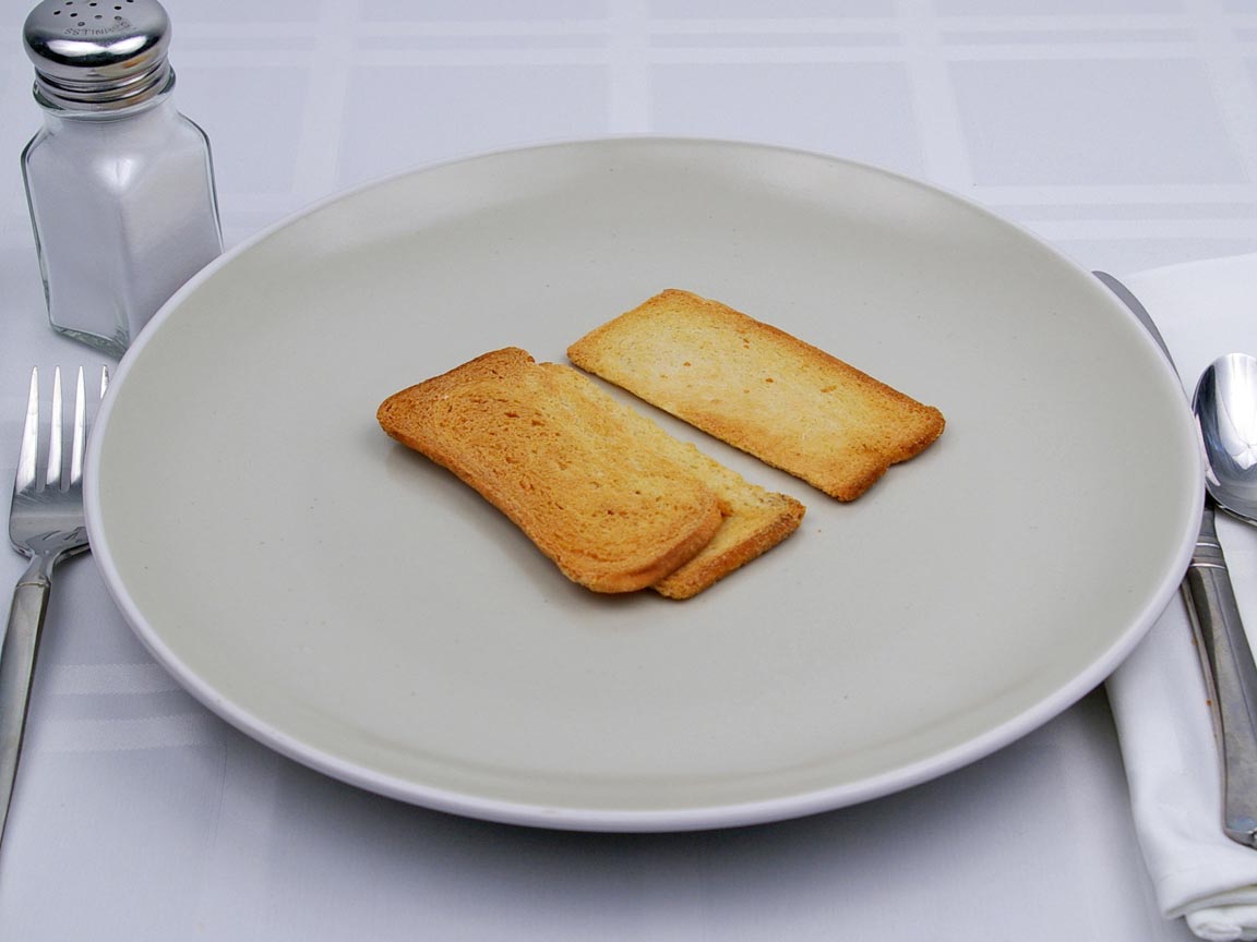 Calories in 3 piece(s) of Melba Toast - Rye